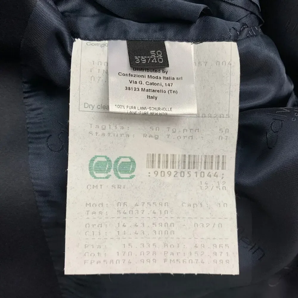 CALVIN KLEIN COLLECTION Size 40 Navy Wool Tuxedo Sport Coat